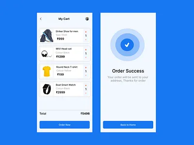 🛒 My Cart & Order Success Page Design for E-Commerce App cart page my cart page order now page ui ui design ux ux design