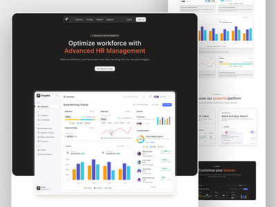 Peoplink HR Management - Landing Page app bento bento grid bento ui dark mode design figma graphic design hr management illustration landing page light mode saas saas design ui ui interface