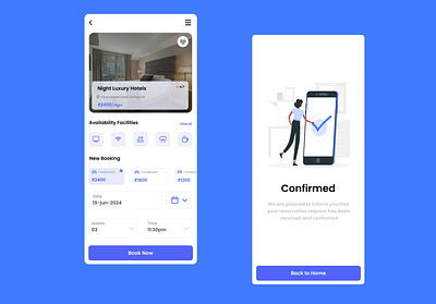 🏨 Hotel Booking & Confirmation Pages graphic design mobile design ui ui design ux ux design