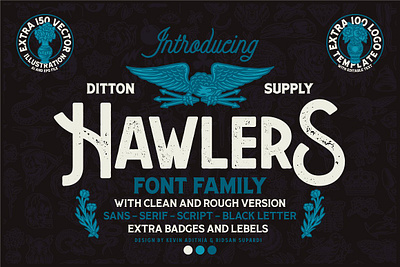 Hawlers Font Family + Extras animal font bundle brush font bundle calligraphy font condensed font bundle deal ditton supply co font bundle font bundle letterpress font bundle logo font bundle retro font bundle texture font vector font bundle