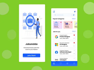 JobsAdda: 💼 Job Onboarding App Design graphic design mobile design ui ui design ux design