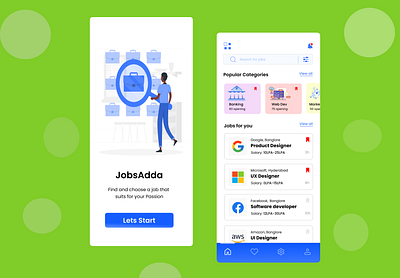 JobsAdda: 💼 Job Onboarding App Design graphic design mobile design ui ui design ux design