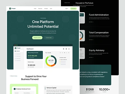 Prosper - Investment Landing Page animation b2b bank clean finance fintech investment landing page market minimalist modern money payment prop firms saas saas website startup stock wallet web design