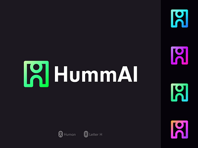 HummAI | Logo design ai logo artificial intelligence logo branding h letter logo human logo identity branding logo design logo design branding logo saas