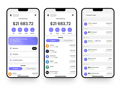 Crypto Mobile App concept branding ui