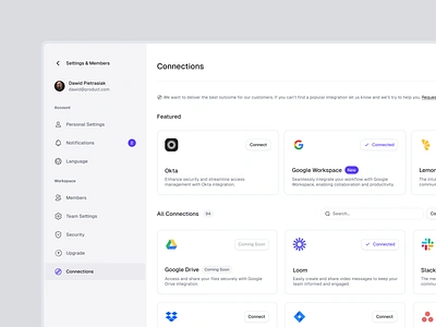 Dashboard - Connections Panel dashboard desktop finance icon panel purple settings sidebar system tech ui webdesign