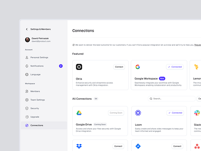 Dashboard - Connections Panel dashboard desktop finance icon panel purple settings sidebar system tech ui webdesign