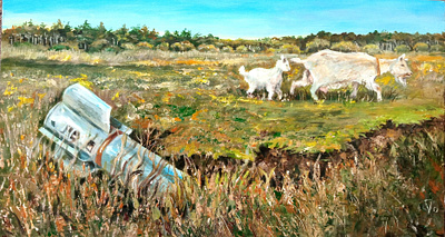 Original acrylic painting, War in Ukraine, nature and animals art goat hand painted nature paint painting pet ukraine war