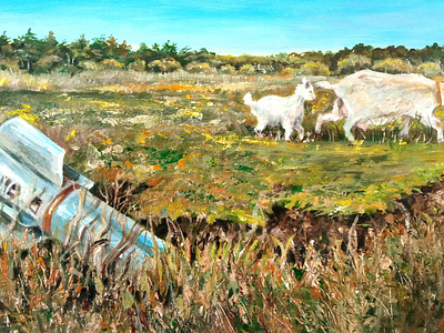 Original acrylic painting, War in Ukraine, nature and animals art goat hand painted nature paint painting pet ukraine war