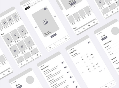 Reading App wireframes application buttons components figma menu minimal design minimalist modern notifications profile settings reading app settings screen sleep mode ui ux wireframes