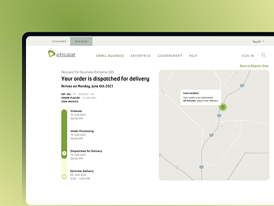 Telecom Website - Order Tracking business gcc order tracking telecommunication ui