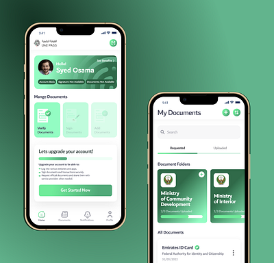UAE Pass - Redesign Proposal dashboard ui documentation mobile registration ui ux