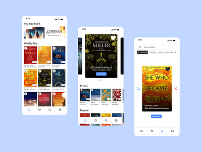 Reading App application books components design inspiration figma flat design light theme minimal design minimalist mobile app notifications profil setting reading app sleep mode ui ux