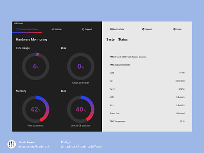 Post_7 User Interface Redesign for MSI Center Application Part 1 1080p dark theme desktopui hrsd4ror4 interface light theme mahagurumahakaal minimalistic design msi ui ui ux ui trends ui8design uidesign uix awesome userinterface visual design web design website welovewebdesign