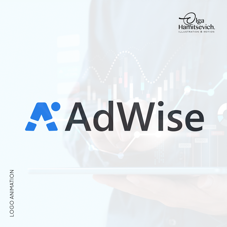 AdWise Logo animation 2d after effects animation branding corporate style email signature gif json logo logo animation lottie motion design motion graphics sound effects vector