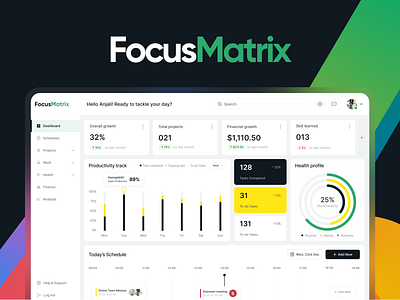 FocusMatrix - Productivity Dashboard dashboard productivity progress track ui uiux