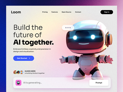 Loom Generative AI anyword chatgpt codeium copilot descript gen ai hero inworld jasper landing page midjourney moonvalley openai runway stability ai synthesia ui ux web design website design