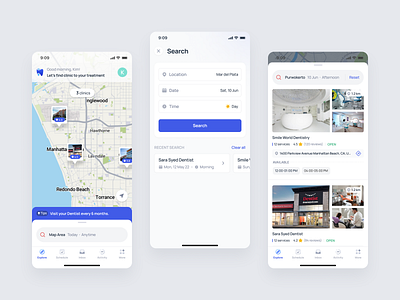 Zendenta - Dental Clinic Search and Results in Patient App clinic dental dentist ehr emr explore healthcare hospital management medical records mobile app mobile ui patient product design saas saas dental saas design search ui ux
