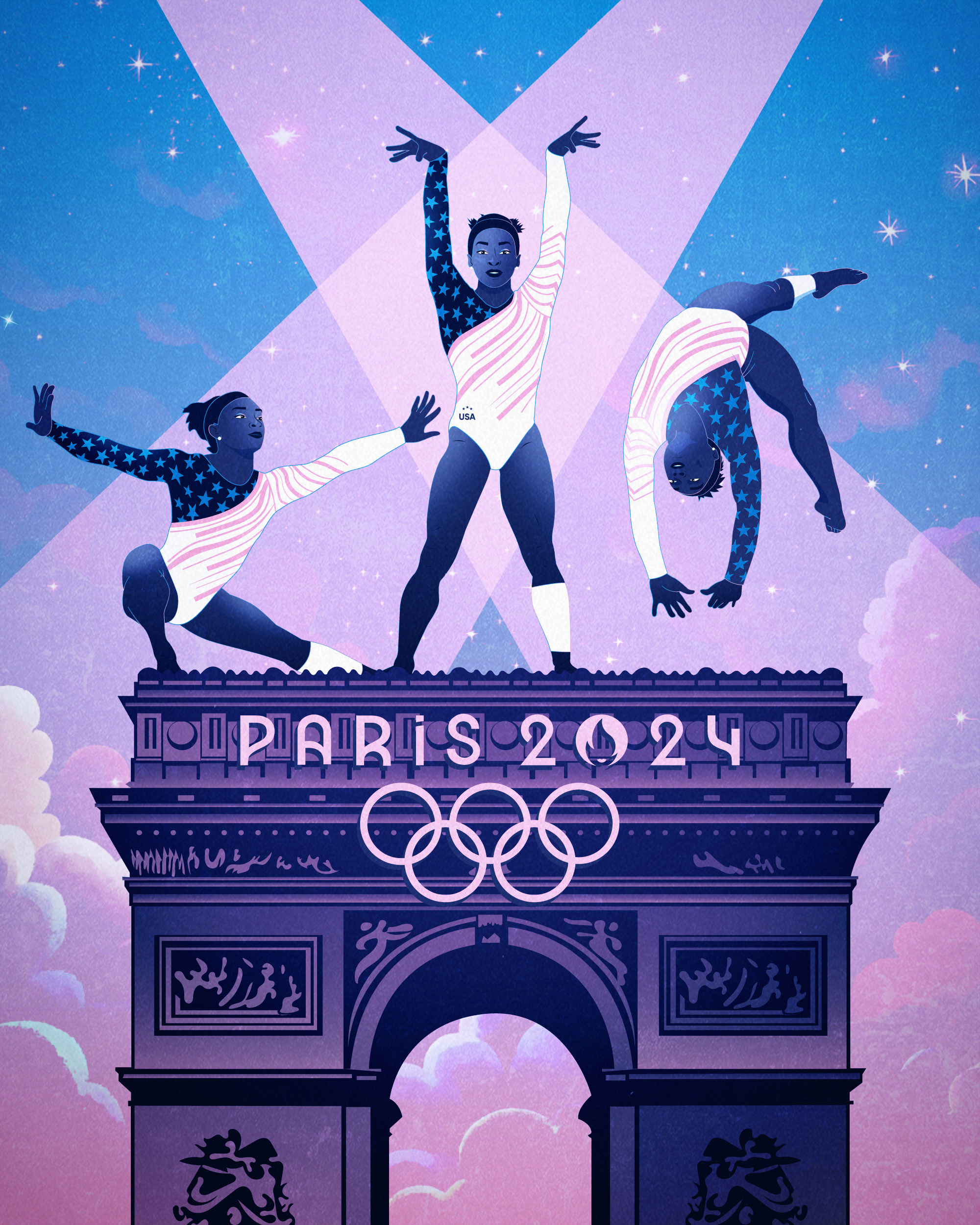 Paris 2024 Olympics Art: Day 4 art artistic design digital games graphic gymnastic illustration olympics paris paris2024 poster simonebiles sport