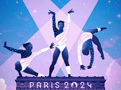 Paris 2024 Olympics Art: Day 4 art artistic design digital games graphic gymnastic illustration olympics paris paris2024 poster simonebiles sport