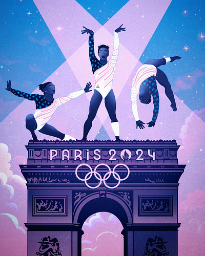 Paris 2024 Olympics Art: Day 4 art artistic design digital games graphic gymnastic illustration olympics paris paris2024 poster simonebiles sport