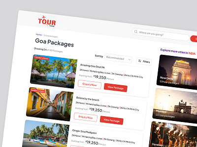 Tour & Travel - Listing page UI animation branding card card listing clean filter graphic design listing page listing page ui listing ui logo tours travel listing travel travel listing ui uiux web design website website design