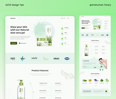 Skin Care Landing page 3d branding graphic design landing page motion graphics skincare ui