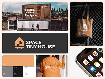 Space Tiny House Brand Identity Design brand brand identity brand identity branding branding graphic design house logo logo design minimalist logo professional logo real estate startup timeless tiny home logo tiny house trending logo visual identity