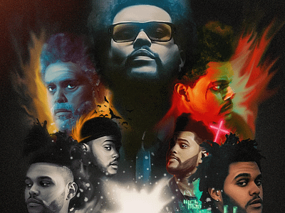 The Weeknd art design digital paint edit fan art graphic illustration javad jablaghi painting photomontage poster the weeknd theweeknd fan art