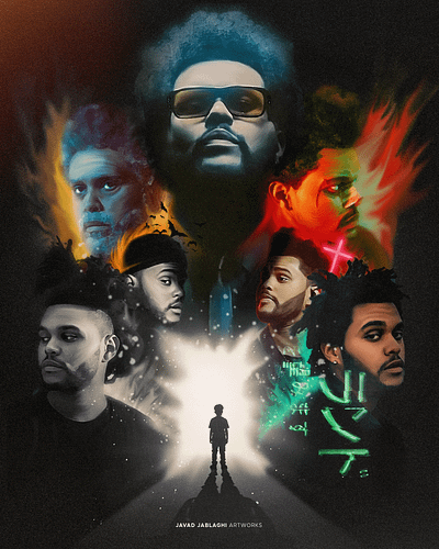 The Weeknd art design digital paint edit fan art graphic illustration javad jablaghi painting photomontage poster the weeknd theweeknd fan art