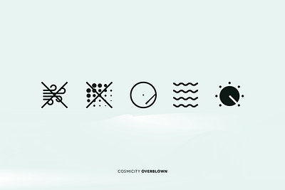 Cosmicity "Overblown" Single Icon Set care care instructions cosmicity electronic music flat icon iconography icons label music overblown synthpop vector washing label