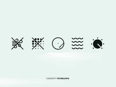 Cosmicity "Overblown" Single Icon Set care care instructions cosmicity electronic music flat icon iconography icons label music overblown synthpop vector washing label