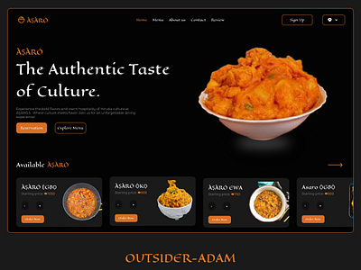 ÀṢÀRÓ: Unveiling the Vibrant Spirit of Yoruba Culture" culture figma food landingpage ui webdesign yoruba àṣàró