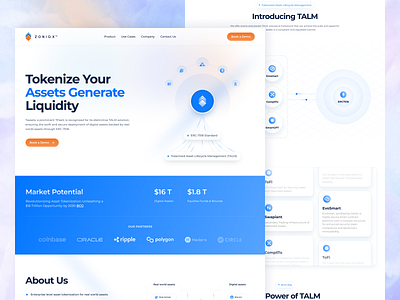 Zonuqx - Tokenized Asset landing page asset managment digital assets erc 7518 financial solutions infrastructure landing page low code saas saas product talm token management token platform token roadmap tokenization platform
