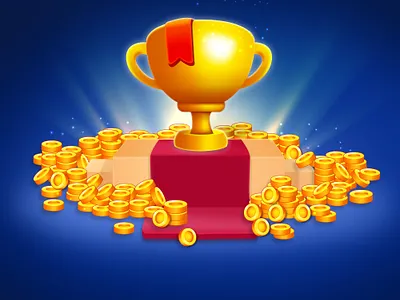 Game Trophy with Gold Treasure, Victory Game Screens design game game coins treasure game illustrations game interfgace game ui gold coins graphic design illustration logo trophy trophy illustrations trophy with coins ui user interface