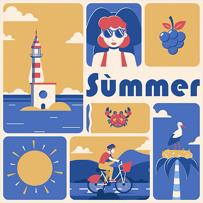 After Effects - Sùmmer im Elsàss 2danimation after effects alsace animation bicycle blender illustration illustrator lighthouse motion design motion graphics stork summer wine