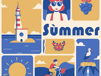 After Effects - Sùmmer im Elsàss 2danimation after effects alsace animation bicycle blender illustration illustrator lighthouse motion design motion graphics stork summer wine