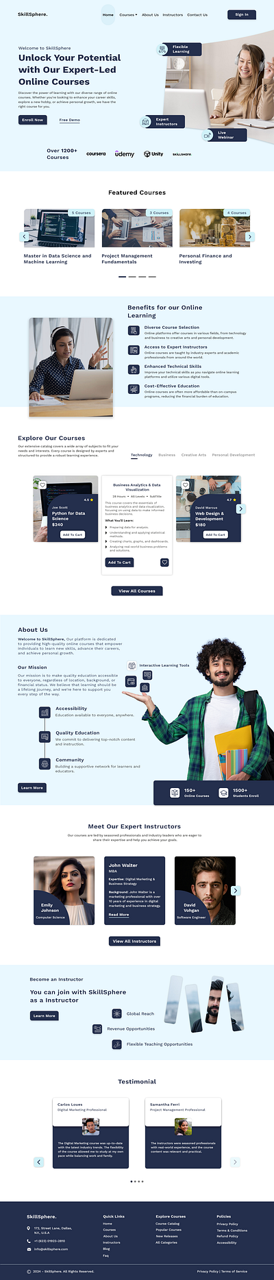 Online Course Website design figma graphic design landingpage photoshop ui user experience user interface ux web design