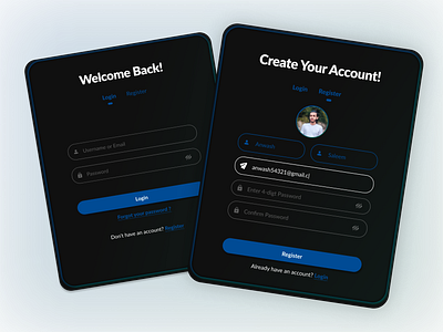 Desktop App Login & Registration Pages app create your account desktop app graphic design login login page registration registration page ui ux