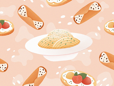 Foodie cannoli crostini cute design eat food pasta pattern surface pattern