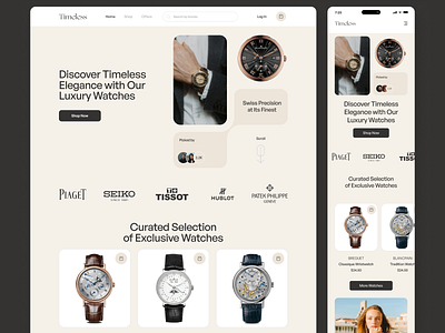 Timeless - Watch Web Landing page landing page landing page ui ui ui design ui ux ux design watch website web design website design