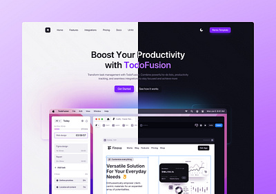 TodoFusion - Framer Template branding canban dark mode design design system figma figma ui framer framer template framer ui illustration task todo ui ui design system ui kit web web design web design ui