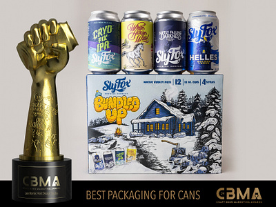 Bundled Up - Sly Fox Brewing Beer Packaging Design award winning beer beer can beer case beer design beer packaging branding brewery bundled up cabin cans craft beer crushie graphic design illustration marketing marketing award packaging sly fox winter