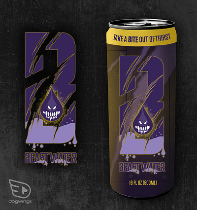 Logo and can design beast beverage branding chipdavid dogwings drawing logo vector water