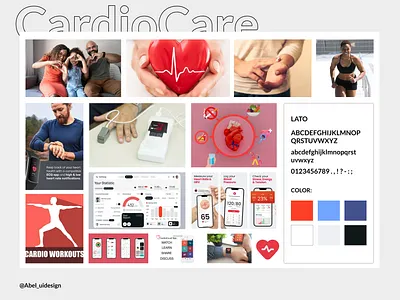 CardioCare Moodboard app concept design graphic design illustration mood board moodboard product design project design ui user interface userinterface ux