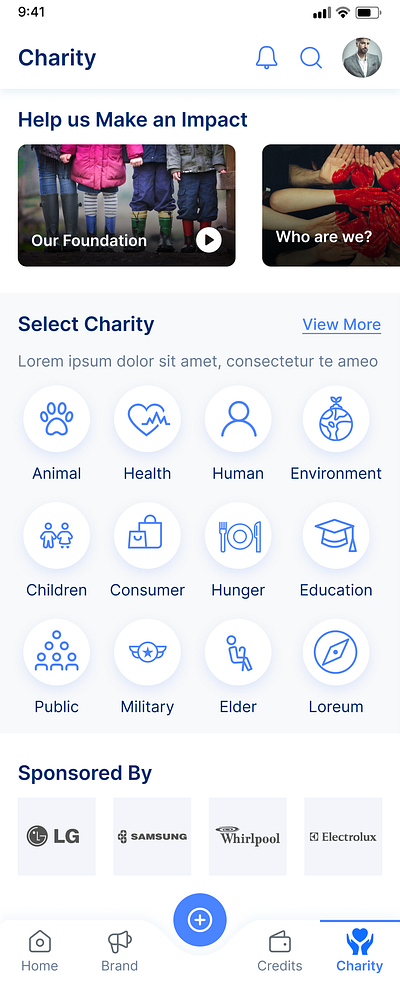 Charity For Mobile screen design icons landing page mobile mobile app simple ui uiux ux