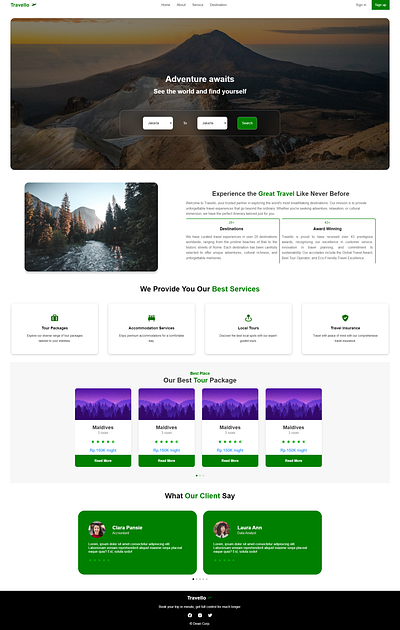 Travel Web Design code frontend graphic design ui uiux visual website