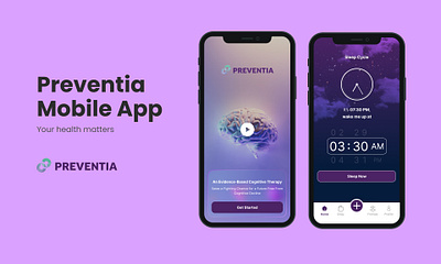 Preventia (Health App) app design application application design brain app designer figma health health app mind app mindful app mock up prototype sleep sleep design ui user experience user interface ux