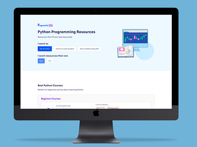 Programiz PRO: Python Programming Resources branding design figma filter free resources to learn python programiz programiz pro python resource hub resource hub ui uiux ux website