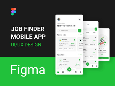 Job Finder Mobile App UI/UX Design app application. career clean hire hiring interface job job finder job search mobile mobile app portal resume ui design user experience user interface vacancies vacancy work